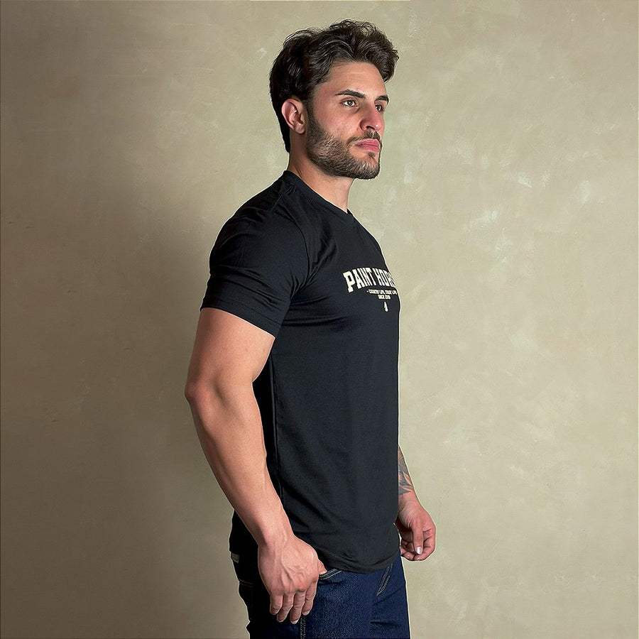 Camiseta Masculina Country Preta Estampa Algodão Paint Horse