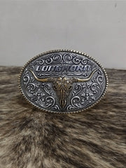 Fivela Long Horn Redonda Dourada Master Country Cowboy