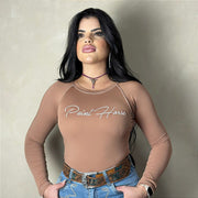 Camisa Country UV Feminina Térmica Premium Texana Marrom