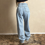 Calça Jeans Feminina Wide Leg Perna Barra Larga Cold Lisa