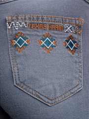 Calça Jeans Feminina Texas Farm Country Bordada Flare Agro