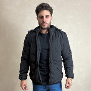 Jaqueta Masculina Puffer Blusa De Frio Com Capuz Preto