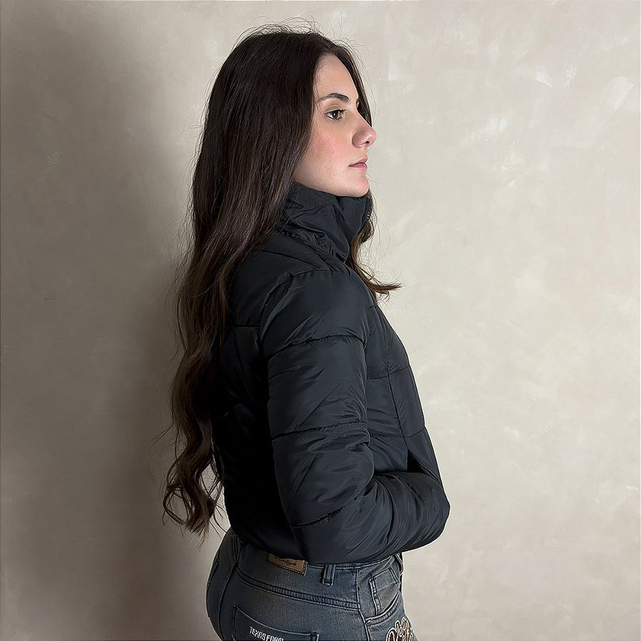 Jaqueta Feminina Puffer Blusa Frio Inverno Bobojaco Preto