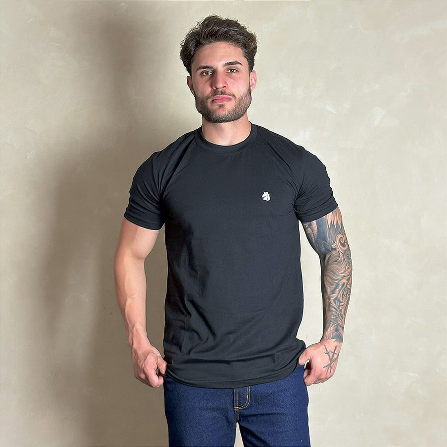 Camiseta Masculina Country Preta Manga Curta Paint Horse