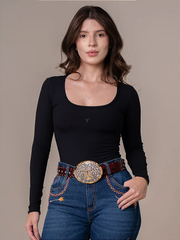 Body Texas Farm Original Manga Longa Canelado Neutral Agro