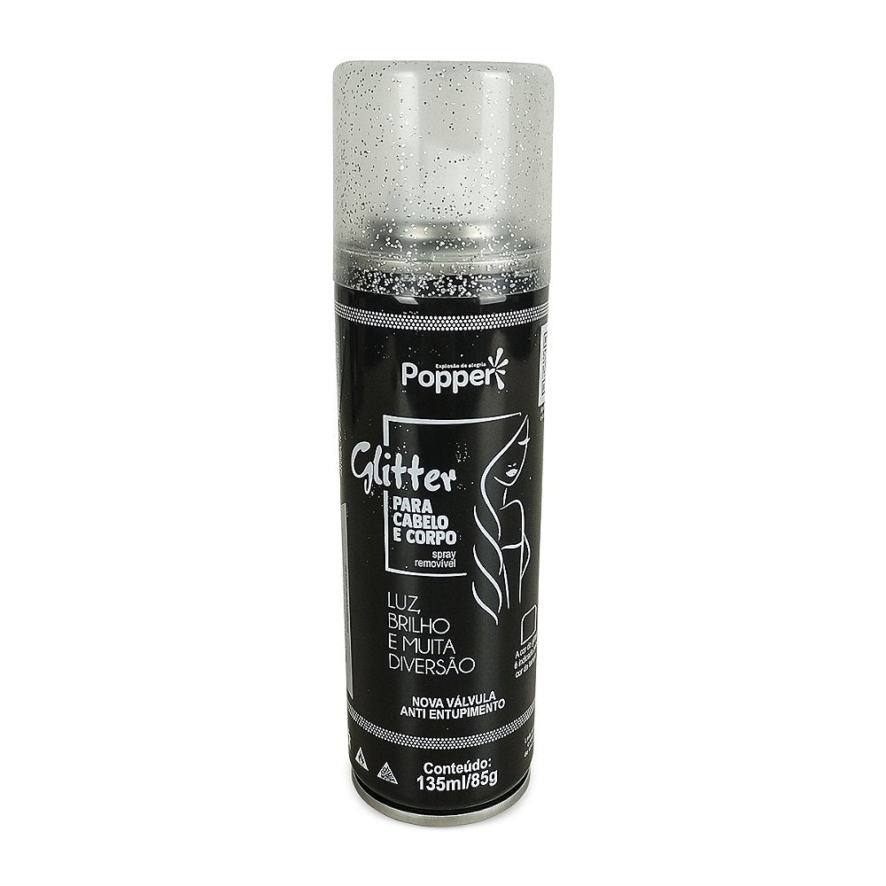 Spray Glitter Corporal Brilho Holográfico Cabelo Popper