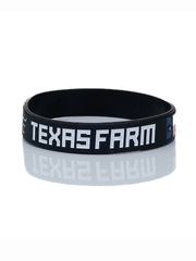 Pulseira Country Texas Farm Silicone Bandeira Preto Branco