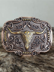 Fivela Long Horn Bronze com Adornos Master Country Cowboy