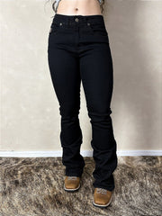 Calça Country Feminina Jeans Cintura Alta Barra Larga Texas