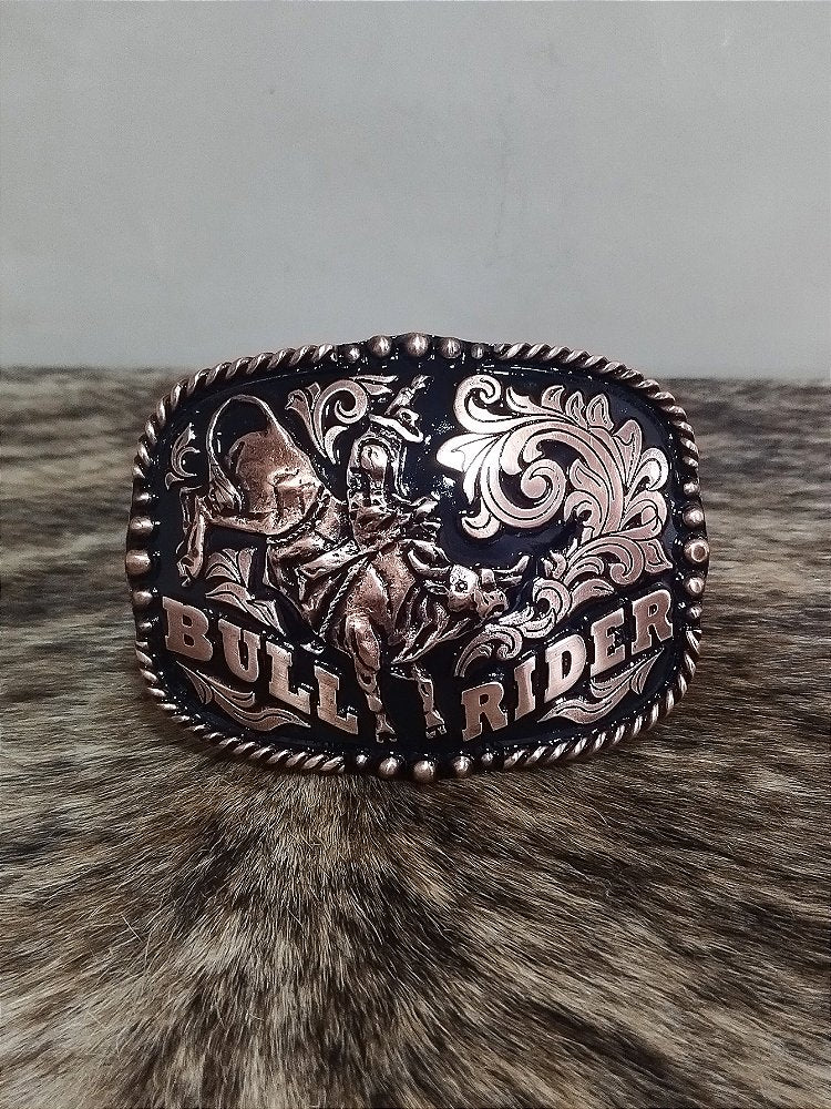 Fivela Bull Rider Bronze Master Country Cowboy Rodeio Western