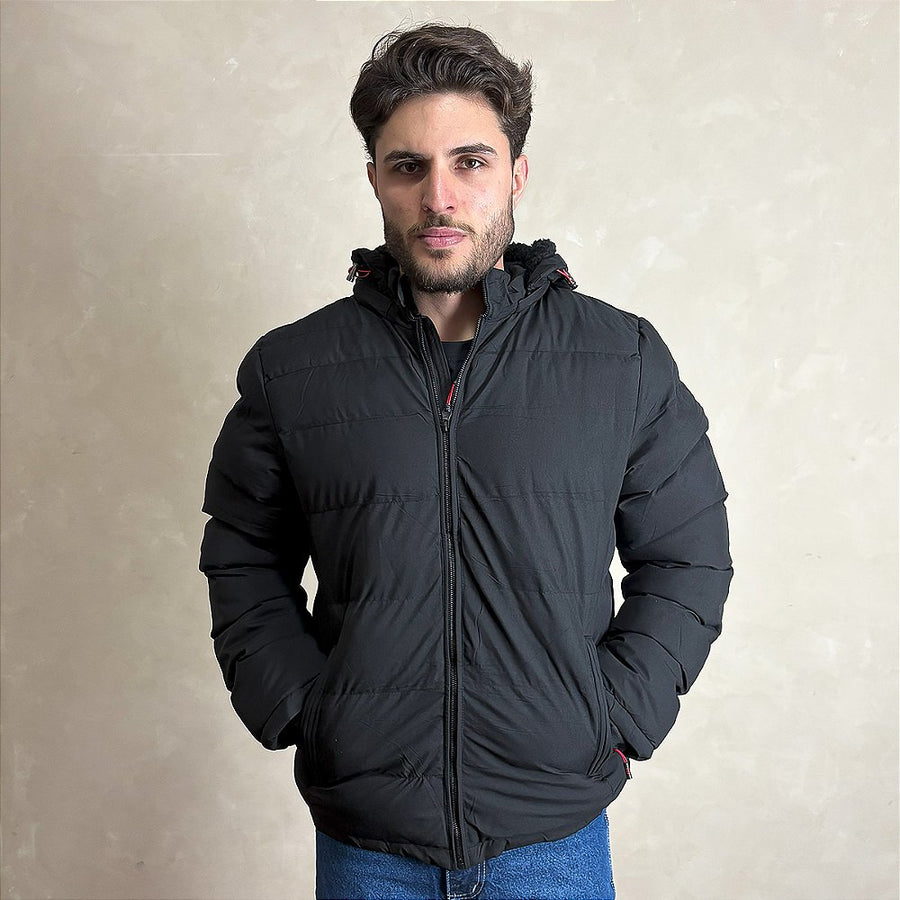 Jaqueta De Frio Intenso Casaco Forrado Estiloso Puffer Preto