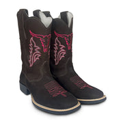 Bota Feminina Texana Bico Quadrado Couro Legítimo Rodeio