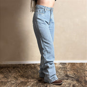 Calça Jeans Feminina Wide Leg Perna Barra Larga Cold Lisa
