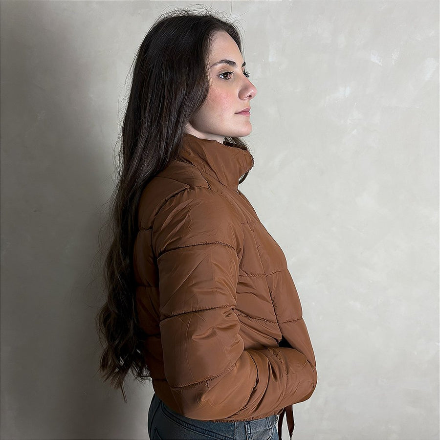 Jaqueta Feminina Puffer Blusa Frio Inverno Bobojaco Marrom