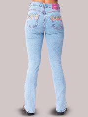 Calça Jeans Feminina Bordada Country Intuition Texas Farm