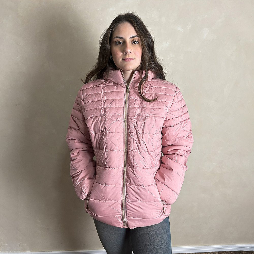 Jaqueta Feminina Puffer Nylon Casaco Bobojaco Premium Rosa
