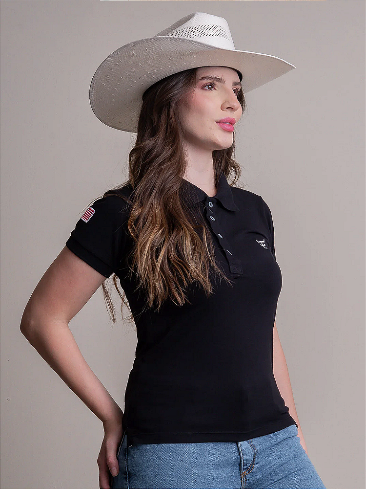 Camiseta Texas Farm Polo Feminina Original Premium Preto