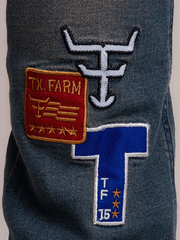 Calça Jeans Feminina Country Flare Bordada Rodeio Texas Farm