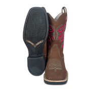 Bota Feminina Texana Bico Quadrado Solado Borracha Rodeio