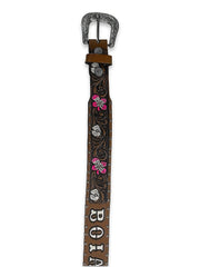 Cinto Country Infantil Feminino Couro Boiadeira Floral Top