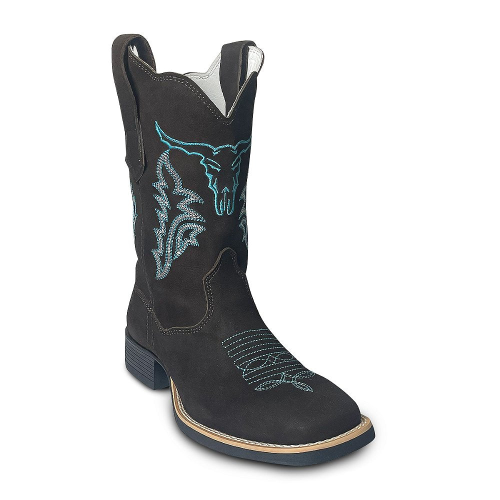 Bota Feminina Texana Bico Quadrado Couro Legítimo Rodeio