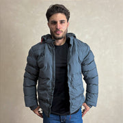 Jaqueta De Frio Intenso Casaco Forrado Estiloso Puffer Cinza