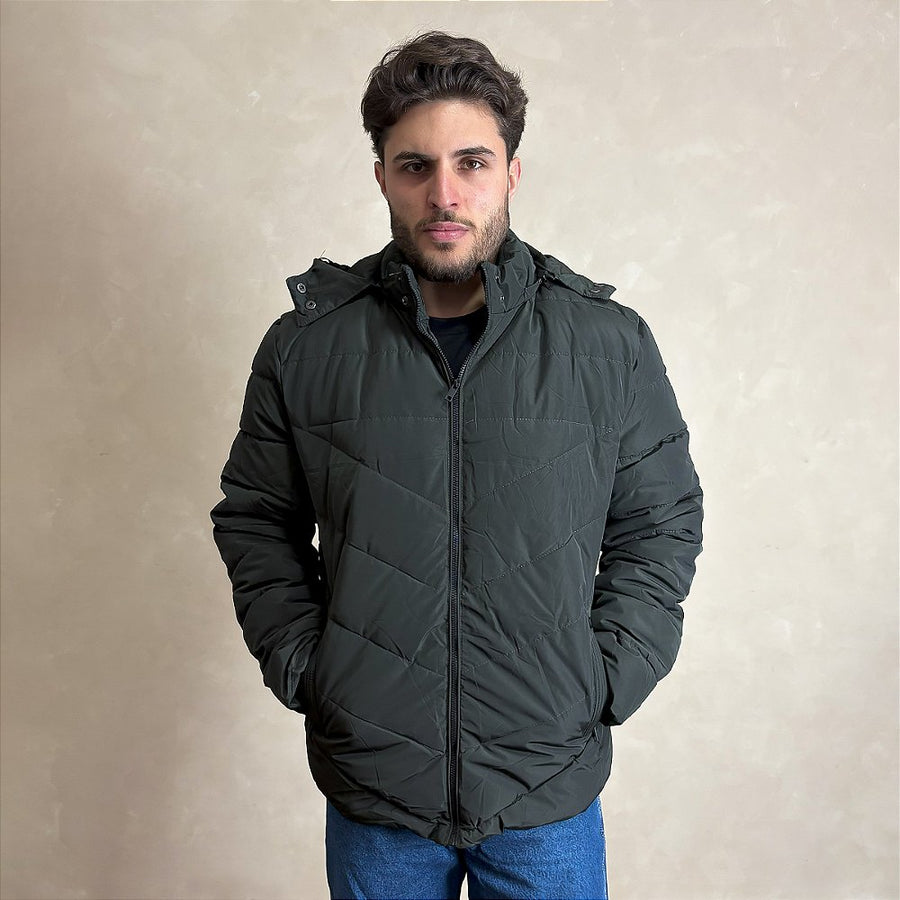 Jaqueta Masculina Puffer Blusa De Frio Com Capuz Verde