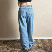 Calça Jeans Feminina Wide Leg Luna Larga Lisa Cintura Alta