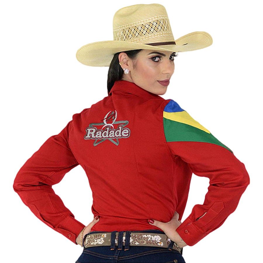 Camisão Country Radade Feminina Bordada Bandeira Peão