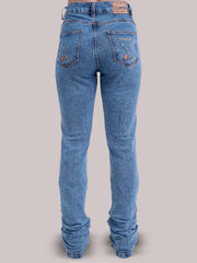 Calça Jeans Feminina Country Bordada Flare Texas Farm Clara