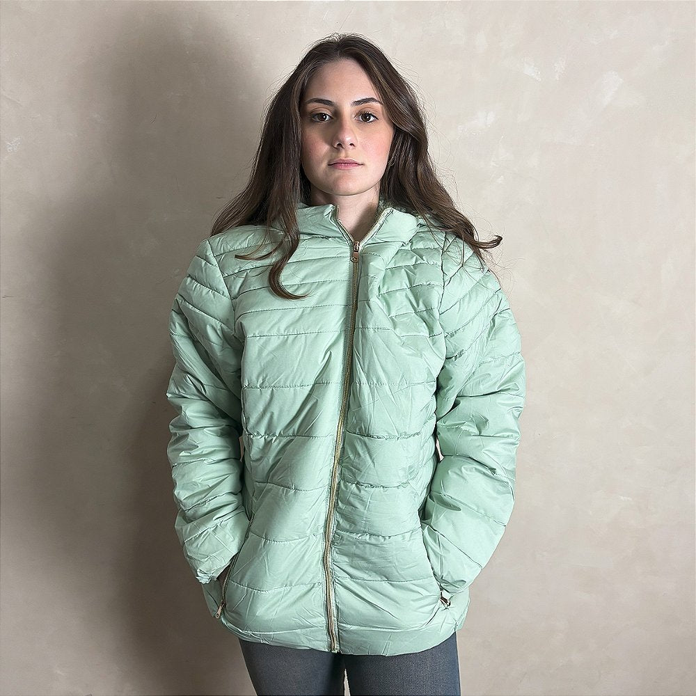Jaqueta Feminina Puffer Nylon Casaco Bobojaco Premium Verde