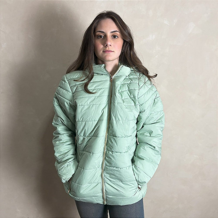 Jaqueta Feminina Puffer Nylon Casaco Bobojaco Premium Verde