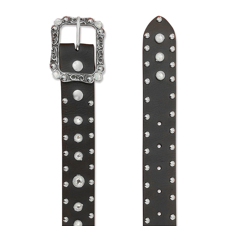 Cinto Country Feminino Couro Preto Cowboy Rodeio Brilho Agro