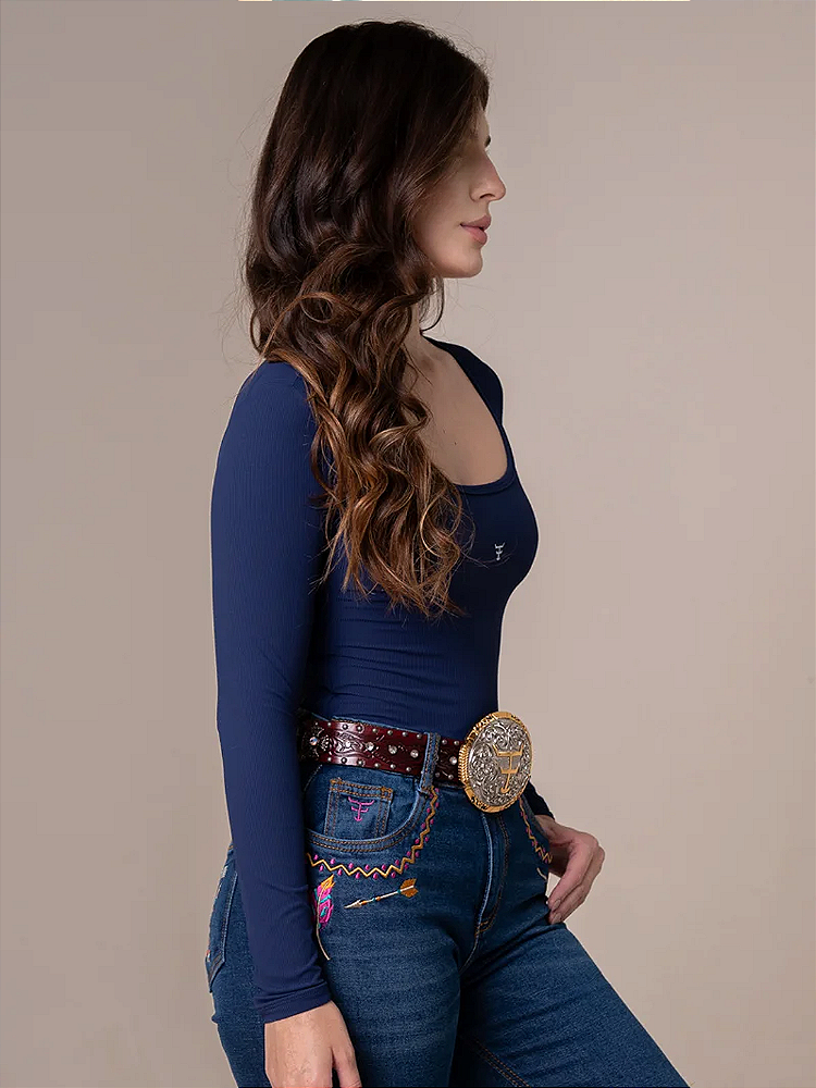 Body Canelado Manga Longa Texas Farm Country Original