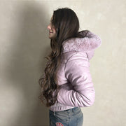 Jaqueta Feminina Cropped Curta Puffer Bobojaco Frio Rosa