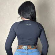 Camisa Country Proteção UV Feminina Boiadeira Rodeio Preta