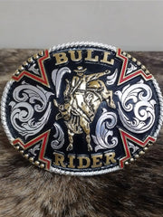 Fivela Bull Rider Redonda Master Country Cowboy Dourada