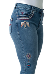 Calça Jeans Feminina Texas Farm Flare Barra Larga Country