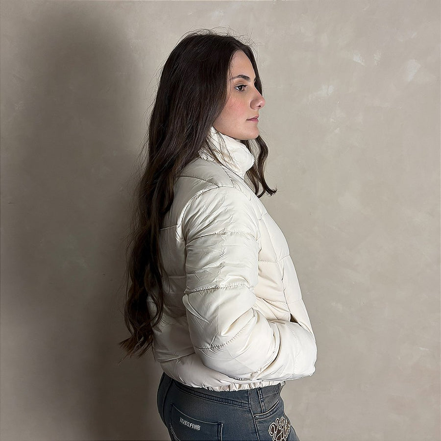 Jaqueta Feminina Puffer Blusa Frio Inverno Bobojaco Branco