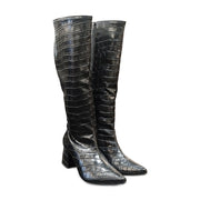 Bota Feminina Cano Longo Branca Montaria Country Bico Fino