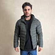 Jaqueta Puffer Bobojaco Capuz Removível Blusa De Frio Verde
