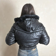 Jaqueta Feminina Cropped Curta Puffer Bobojaco Frio Preto