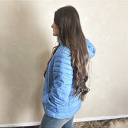Jaqueta Feminina Puffer Nylon Casaco Bobojaco Premium Azul