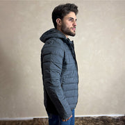 Jaqueta Puffer Bobojaco Capuz Removível Blusa De Frio Cinza