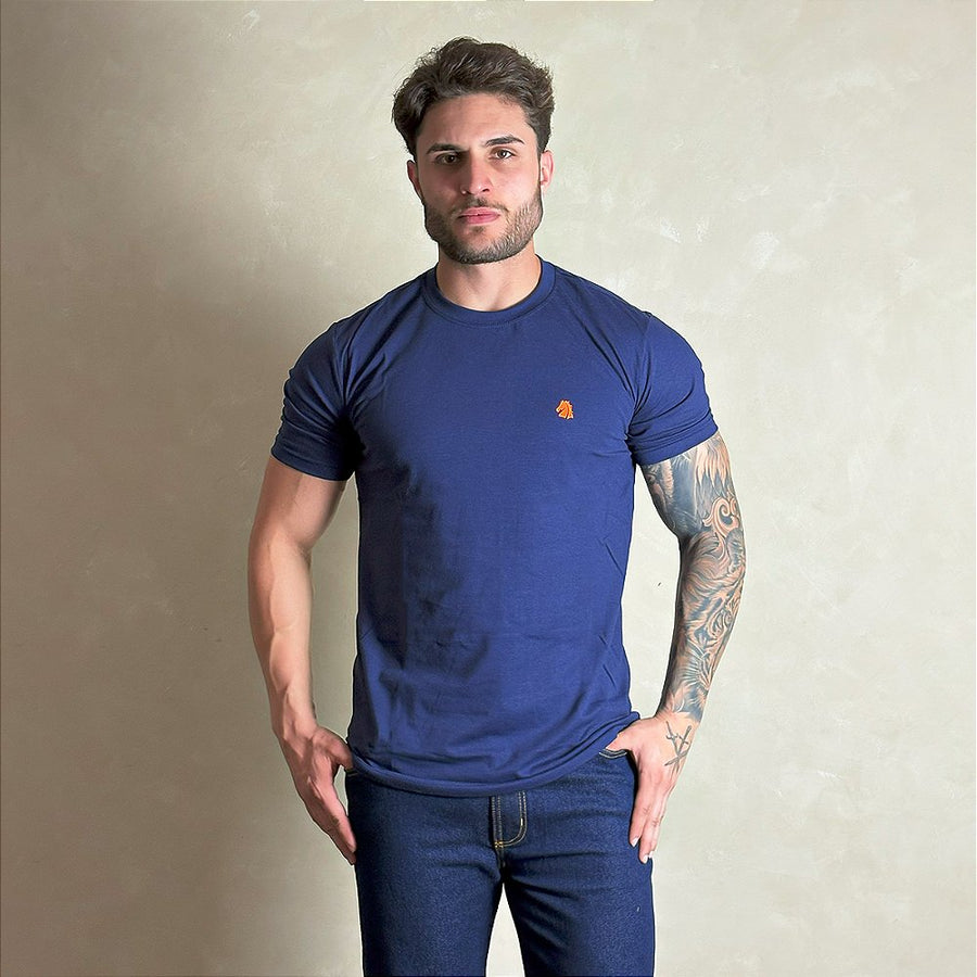 Camiseta Masculina Country Azul Manga Curta Paint Horse